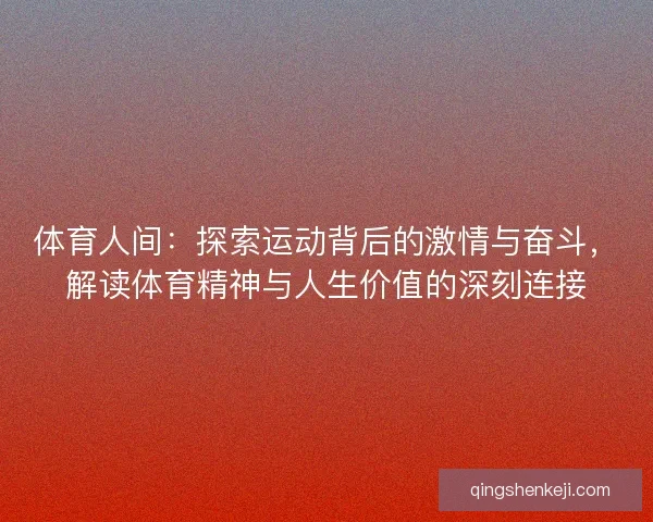 体育人间：探索运动背后的激情与奋斗，解读体育精神与人生价值的深刻连接