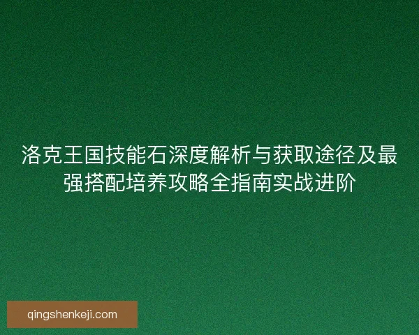 洛克王国技能石深度解析与获取途径及最强搭配培养攻略全指南实战进阶
