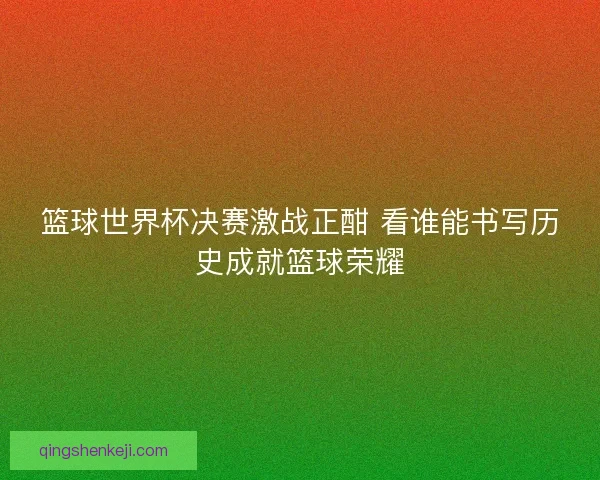 篮球世界杯决赛激战正酣 看谁能书写历史成就篮球荣耀