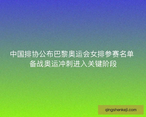 中国排协公布巴黎奥运会女排参赛名单 备战奥运冲刺进入关键阶段 中国排协公布巴黎奥运会女排参赛名单 备战奥运冲刺进入关键阶段